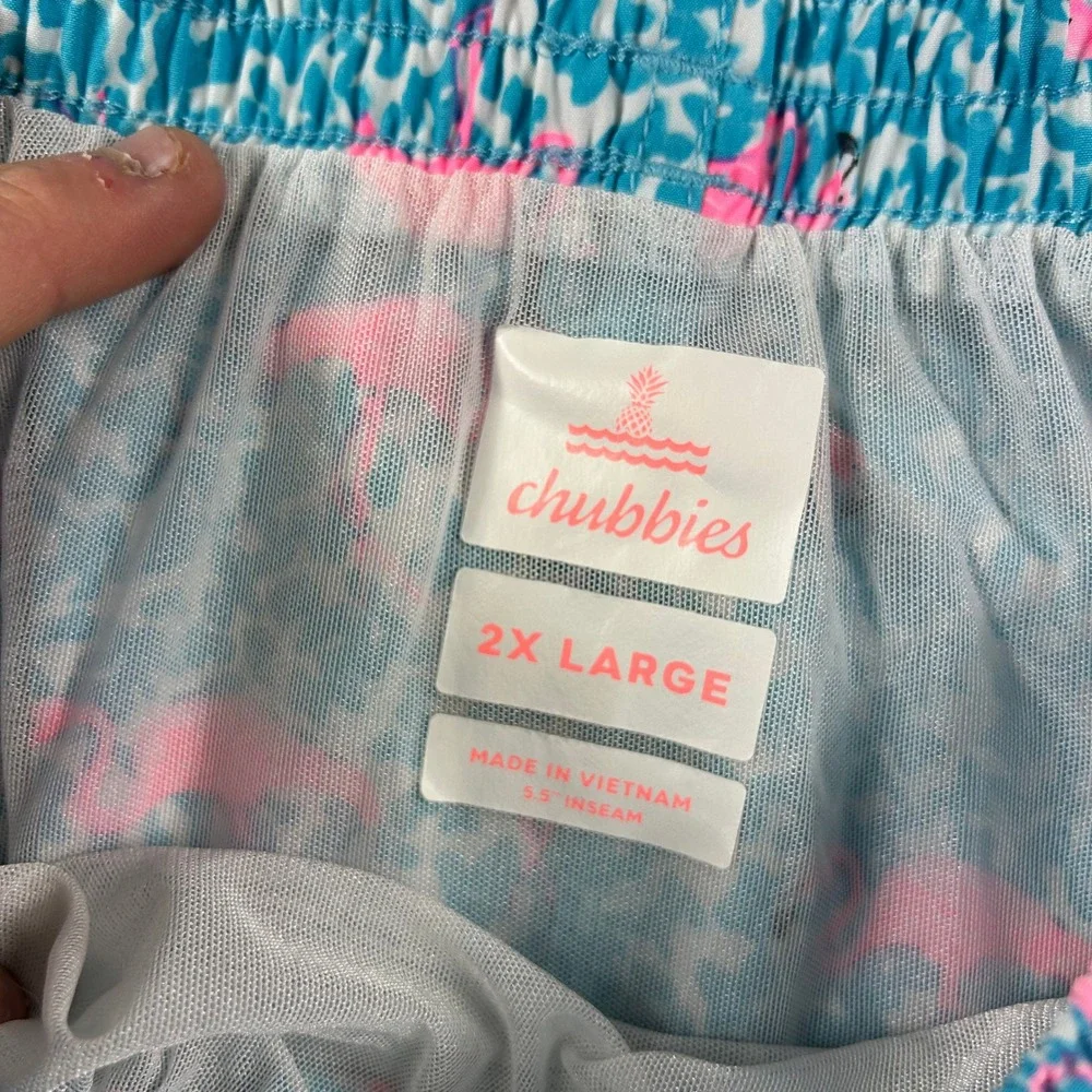 Chubbies Swim Trunks Mens 2XL Blue‎ Pink Flamingo 5.5